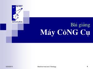 Bài giảng Máy công cụ (Chuẩn kiến thức)