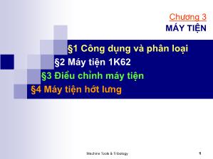 Bài giảng Máy công cụ - Chương 3: Máy tiện