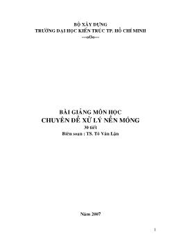 Bài giảng môn Chuyên đề xử lý nền móng