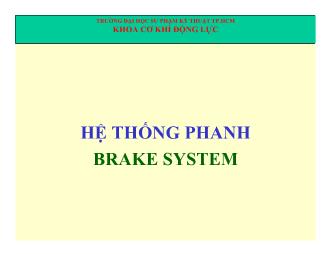 Bài giảng môn Hệ thống Phanh