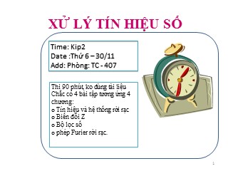 Bài giảng môn Xử lý tín hiệu số