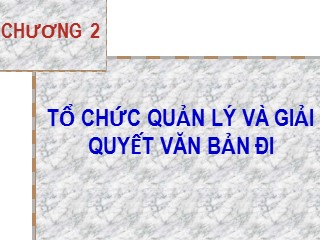 Bài giảng Nghiệp vụ văn thư - Chương 2: Tổ chức quản lý và giải quyết văn bản đi - Nguyễn Thị Phong Lê