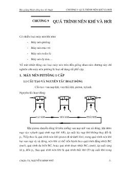 Bài giảng Nhiệt động học kĩ thuật - Chương 9: Quá trình nén khí và hơi