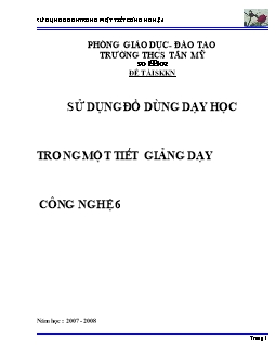 Bài giảng Sử dụng đồ dùng dạy học trong một tiết giảng dạy