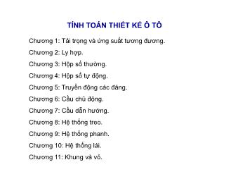 Bài giảng Thiết kế ô tô - Chương 1: Tải trọng và ứng suất tương đương