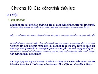 Bài giảng Thực hành ứng dụng - Chương 10: Các công trình Thủy lực