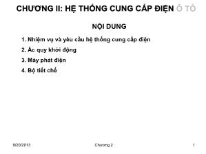 Bài giảng Trang bị điện ô tô - Chương 2: Hệ thống cung cấp điện ô tô