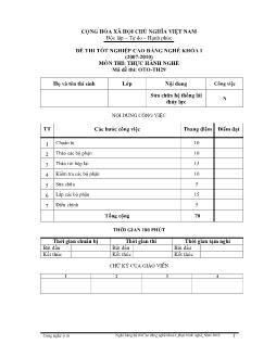 Đề thi tốt nghiệp cao đẳng môn Thực hành nghề
