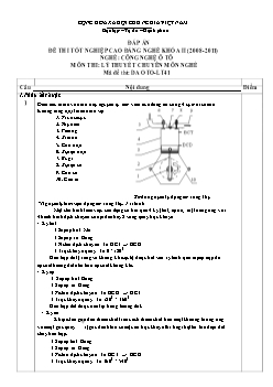 Đề thi tốt nghiệp môn Lý thuyết nghề ô tô (Kèm đáp án) - Đề số 5