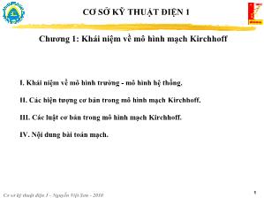 Giáo trình Cơ sở kĩ thuật điện 1 - Chương 1: Khái niệm về mô hình mạch Kirchhoff