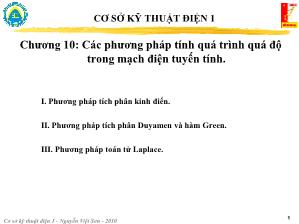 Giáo trình Cơ sở kỹ thuật điện 1 - Chương 10: Các phương pháp tính quá trình quá độ trong mạch điện tuyến tính