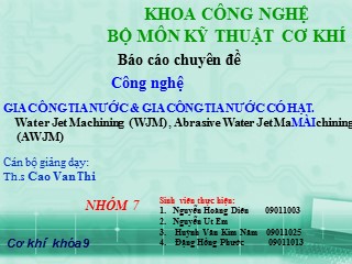 Giáo trình Công nghệ gia công tia nước và gia công tia nước có hạt