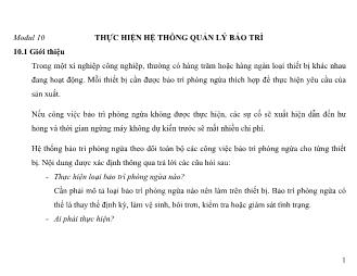 Giáo trình Dịch vụ bảo trì và sửa chữa máy - Bài 10: Thực hiện hệ thống quản lý bảo trì