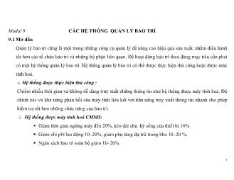 Giáo trình Dịch vụ bảo trì và sửa chữa máy - Bài 9: Các hệ thống quản lý bảo trì