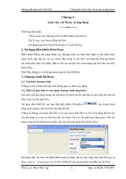 Giáo trình Hướng dẫn lập trình VB.Net - Chương 4: Làm việc với Menu và hộp thoại - Phạm Đức Lập