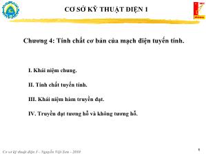 Giáo trình Kĩ thuật điện 1 - Chương 4: Tính chất cơ bản của mạch điện tuyến tính