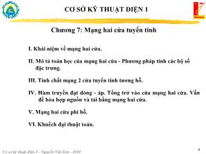 Giáo trình Kĩ thuật điện 1 - Chương 6: Mạng hai cửa tuyến tính