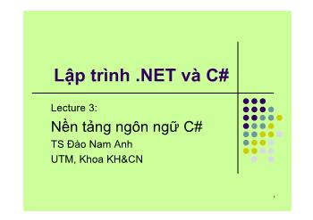 Giáo trình Lập trình .NET và C# - Chương 3: Nền tảng ngôn ngữ C# - Đào Nam Anh