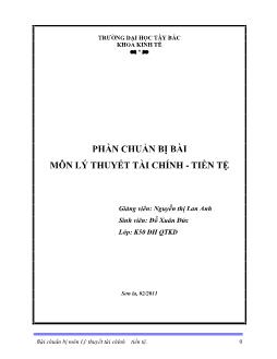 Giáo trình Lý thuyết tài chính-Tiền tệ - Nguyễn Thị Lan Anh