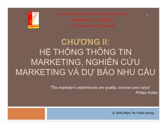 Giáo trình Marketing cơ bản - Chương 2: Hệ thống thông tin Marketing, nghiên cứu Marketing và dự báo nhu cầu