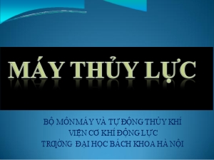 Giáo trình Máy thủy lực