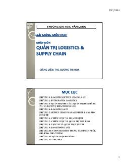 Giáo trình môn Quản trị Logistics và Supply chain - Lương Thị Hoa