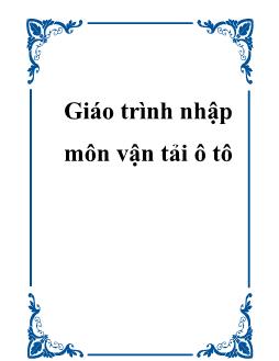 Giáo trình Nhập môn Vận tải ô tô