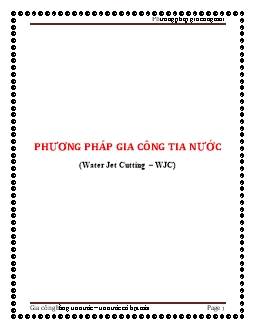 Giáo trình Phương pháp gia công tia nước