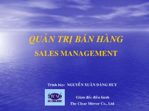 Giáo trình Quản trị bán hàng - Nguyễn Xuân Đăng Huy
