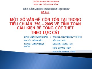 Một số vấn đề còn tồn tại trong tiêu chuẩn 356–2005 về tính toán cấu kiện bê tông cốt thét theo lực cắt