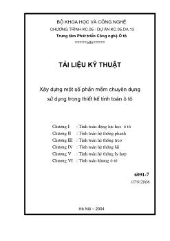 Tài liệu Xây dựng một số phần mềm chuyên dụng sử dụng trong thiết kế tính toán ô tô