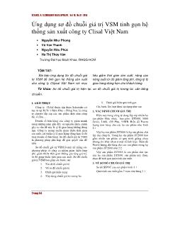 Ứng dụng sơ đồ chuỗi giá trị VSM tinh gọn hệ thống sản xuất công ty Clisal Việt Nam