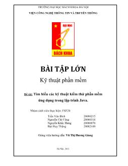 Bài tập lớn - Đề tài Tìm hiểu các kỹ thuật kiểm thử phần mềm ứng dụng trong lập trình Java