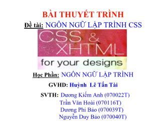 Bài thuyết trình Đề tài Ngôn ngữ lập trình CSS