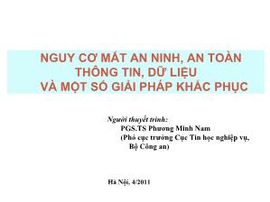 Bài thuyết trình Nguy cơ mất an ninh, an toàn thông tin, dữ liệu và một số giải pháp khắc phục