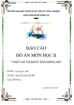 Báo cáo Đồ án môn học II - Thiết kế website bán đồng hồ