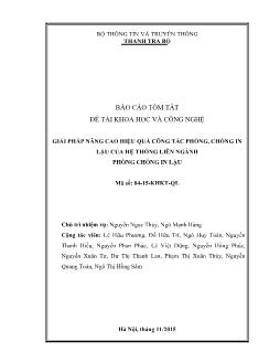 Báo cáo tóm tắt đề tài - Giải pháp nâng cao hiệu quả công tác phòng, chống in lậu của hệ thống liên ngành phòng chống in lậu