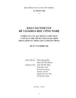 Báo cáo tóm tắt đề tài - Nghiên cứu các quy định của hiến pháp và đề xuất thể chế hóa một số quy định trong lĩnh vực thông tin và truyền thông