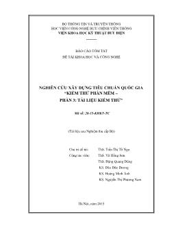 Báo cáo tóm tắt Đề tài - Nghiên cứu xây dựng tiêu chuẩn quốc gia “Kiểm thử phần mềm – Phần 3: Tài liệu kiểm thử”