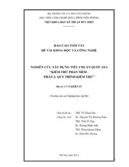 Báo cáo tóm tắt Đề tài - Nghiên cứu xây dựng tiêu chuẩn quốc gia “Kiểm thử phần mềm - Phần 2: quy trình kiểm thử”