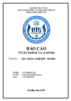 Báo cáo TTCM thiết kế cơ sở dữ liệu - Đề tài: Xây dựng Website Studio