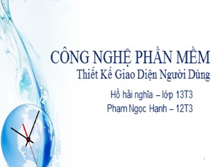 Công nghệ phần mềm - Thiết kế giao diện người dùng