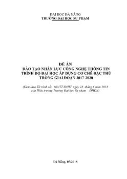 Đề án Đào tạo nhân lực công nghệ thông tin trình độ đại học áp dụng cơ chế đặc thù trong giai đoạn 2017 - 2020