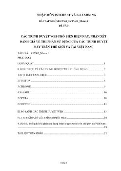Đề tài Các trình duyệt web phổ biến hiện nay, nhận xét đánh giá về thị phần sử dụng của các trình duyệt này trên thế giới và tại Việt Nam