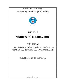 Đề tài Xây dựng hệ thống quản lý thông tin nhân sự tại trường đại học dân lập Hải phòng