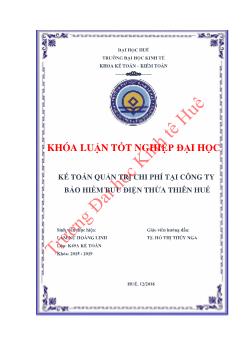 Khóa luận Kế toán quản trị chi phí tại công ty bảo hiểm bưu điện Thừa Thiên Huế