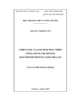 Luận án Chiến lược và giải pháp phát triển công chúng thị trường báo Wiener zeitung (Cộng Hòa Áo)