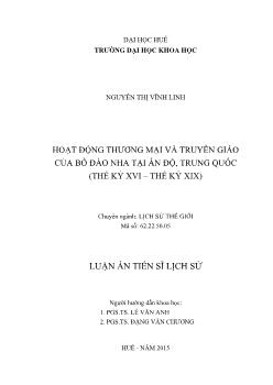 Luận án Hoạt động thương mại và truyền giáo của bồ đào nha tại ấn độ, trung quốc (thế kỷ XVI – thế kỷ XIX)