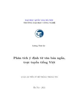Luận án Phân tích ý định từ văn bản ngăn, trực tuyến tiếng Việt