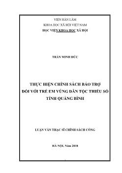 Luận văn Thực hiện chính sách bảo trợ đối với trẻ em vùng dân tộc thiểu số tỉnh Quảng Bình